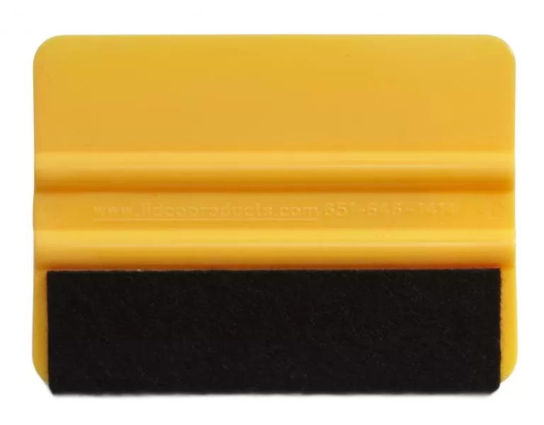 4 inch yellow plastic squeegee with felt on one edge from Lidco Products