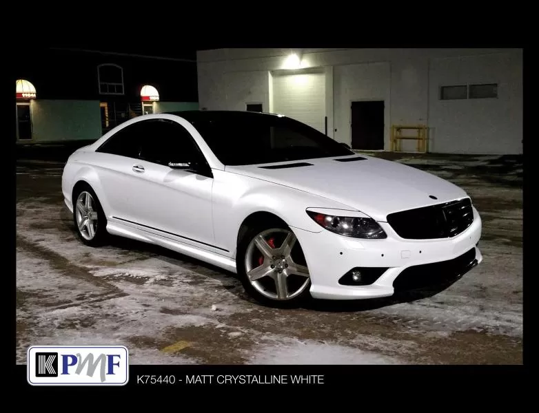 Coupe wrapped with KPMF Matte Crystaline White wrap vinyl