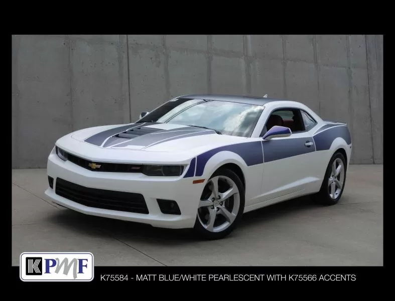 Chevy Camaro wrapped with Matte Blue White Pearlescent KPMF Wrap Vinyl